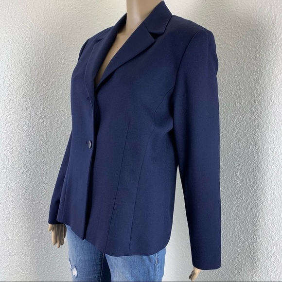 PENDLETON woman blazer Virgin Wool Two Button navy sz 8 business casual business - Picture 2 of 9